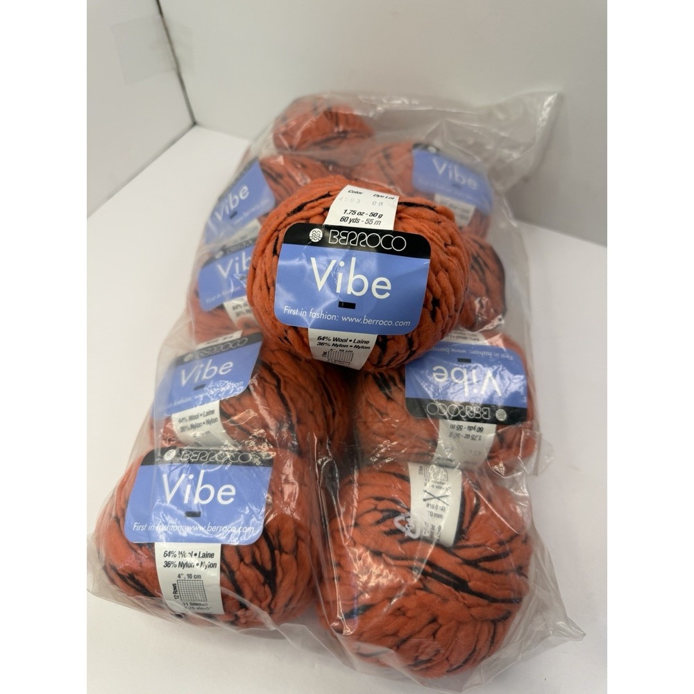Berroco Vibe Bulky Yarn Orange Black Wool Nylon Blend Lot Of 10 Halloween